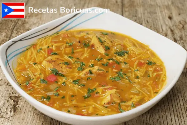 sopa de pollo con fideos